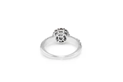 14ct White Gold Diamond Halo Cluster Ring