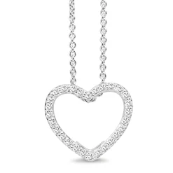9ct White Gold Diamond Heart Necklace