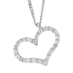 14ct White Gold Diamond Heart Pendant