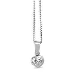 18ct White Gold Diamond Heart Solitaire Pendant