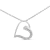 18ct White Gold Diamond Heart Necklace on 9ct White Gold Chain