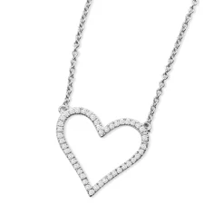 18ct White Gold Diamond Heart Necklace