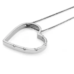 18ct White Gold Diamond Heart Necklace