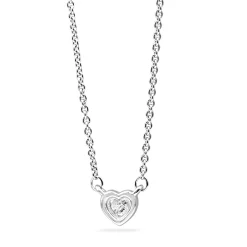 18ct White Gold Diamond Heart Solitaire Necklace