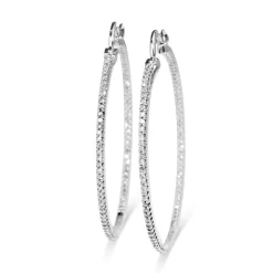 14ct White Gold Diamond Hoop Earrings