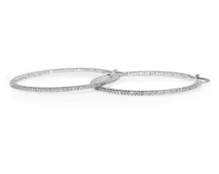 14ct White Gold Diamond Hoop Earrings