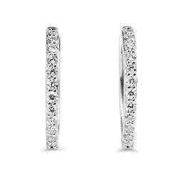 9ct White Gold Diamond Hoop Earrings