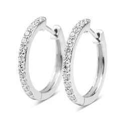 9ct White Gold Diamond Hoop Earrings