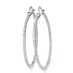14ct White Gold Diamond Hoop Earrings