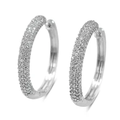 14ct White Gold Diamond Pavé Hoop Earrings