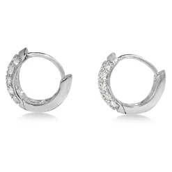 9ct White Gold Diamond Pave Hoop Earrings