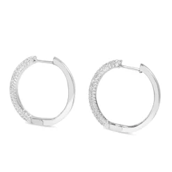 14ct White Gold Diamond Pavé Hoop Earrings