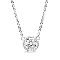 18ct White Gold Diamond Solitaire Bezel Necklace