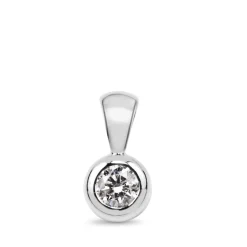 9ct White Gold Diamond Solitaire Bezel Pendant