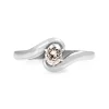 18ct White Gold Diamond Solitaire Swirl Ring