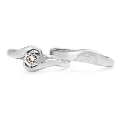 18ct White Gold Diamond Solitaire Swirl Ring