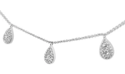 9ct White Gold Diamond Teardrop Cluster Necklace