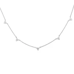 9ct White Gold Diamond Triangles Necklace