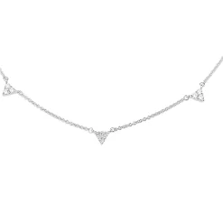 9ct White Gold Diamond Triangles Necklace