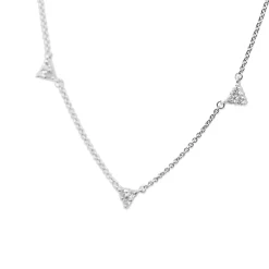 9ct White Gold Diamond Triangles Necklace