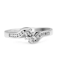 9ct White Gold Diamond Twist Solitaire Ring