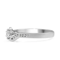 9ct White Gold Diamond Twist Solitaire Ring