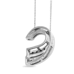 9ct White Gold Diamond Wave Necklace