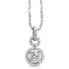 18ct White Gold Double Diamond Halo Necklace with 14ct Chain