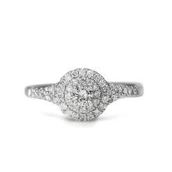 10ct White Gold Double Halo Diamond Ring