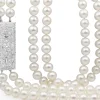 18ct White Gold Double Pearl Strand and Art Deco Diamond Clasp Necklace