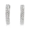 9ct White Gold Double Row Diamond Hoop Earrings