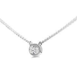 18ct White Gold East West Oval Bezel Diamond Solitaire Necklace