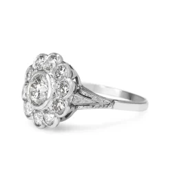 18ct White Gold Edwardian Style Diamond Daisy Ring