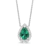 18ct White Gold Emerald and Diamond Graduated Halo Necklace