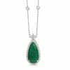 18ct White Gold Emerald and Diamond Pear Drop Necklace