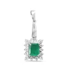 14ct White Gold Emerald and Diamond Drop Pendant