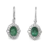 18ct White Gold Emerald and Diamond Drop Earrings