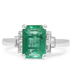 18ct White Gold Emerald and Diamond Ring