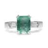 18ct White Gold Emerald and Baguette Diamond Ring