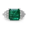 18ct White Gold Emerald and Diamond Deco Style Ring