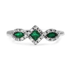 18ct White Gold Emerald and Diamond Ring