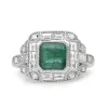 18ct White Gold Emerald and Diamond Ring