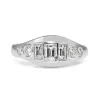18ct White Gold Emerald and Round Cut Diamond Ring