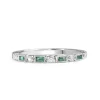 9ct White Gold Emerald and Diamond Deco Style Ring