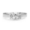 18ct White Gold Emerald and Baguette Diamond 3 Stone Ring