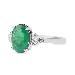 18ct White Gold Emerald and Diamond Ring