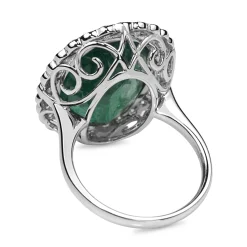 18ct White Gold Emerald and Diamond Daisy Style Ring
