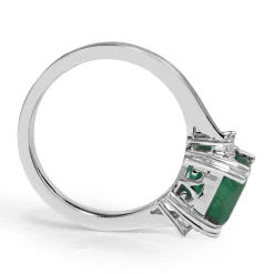 18ct White Gold Emerald and Diamond Ring