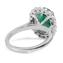 18ct White Gold Emerald and Diamond Daisy Style Ring