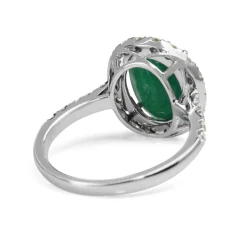 18ct White Gold Emerald and Diamond Halo Ring